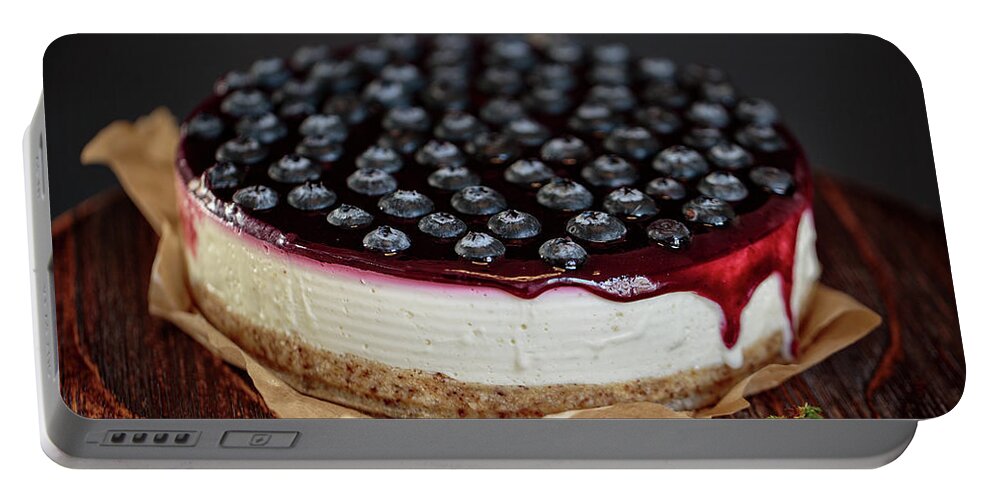 Blueberry Cheesecake Portable Battery Charger featuring the photograph Blueberry Cheese Cake by Nailia Schwarz