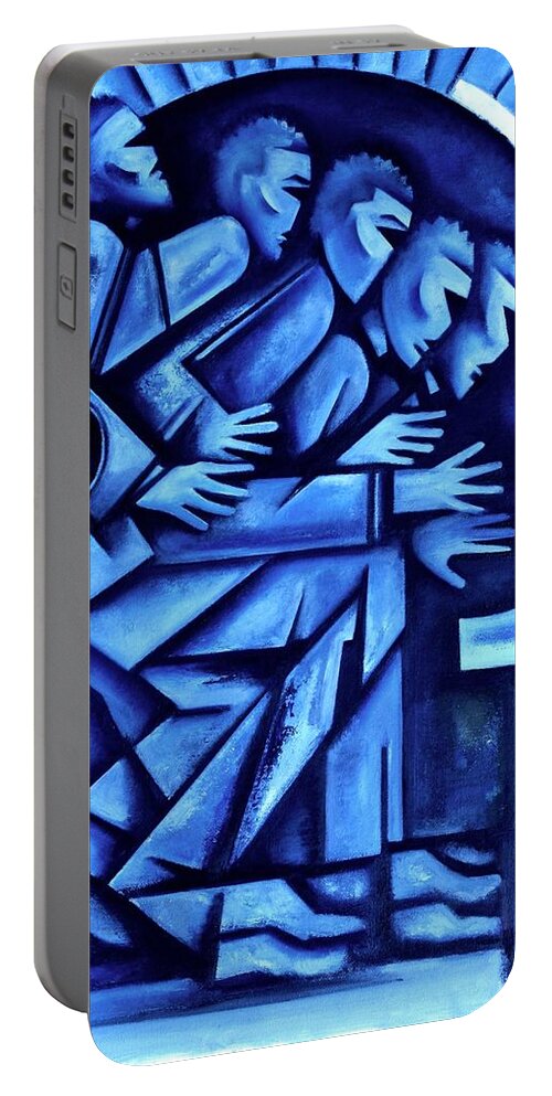 Jazz Portable Battery Charger featuring the painting Blues/ Ascent by Martel Chapman