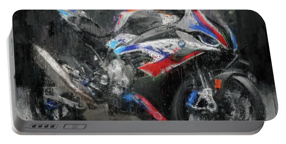 Motorcycle Portable Battery Charger featuring the painting BMW S1000RR Motorcycle by Vart by Vart