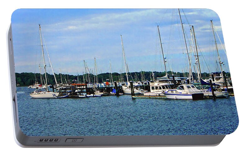 Boat Portable Battery Charger featuring the photograph Boats at Newport RI by Susan Savad