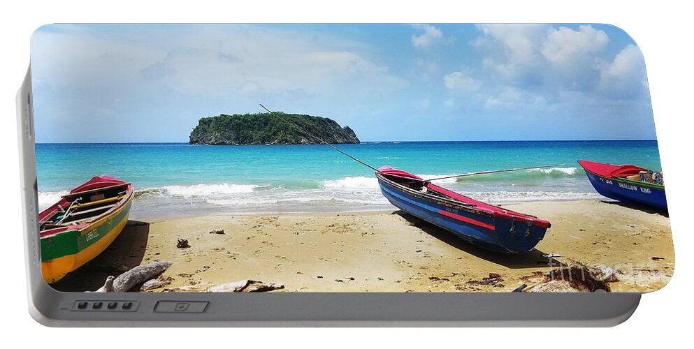 Boats On The Pagee Portable Battery Charger featuring the photograph Boats on the Pagee 1 by Aldane Wynter