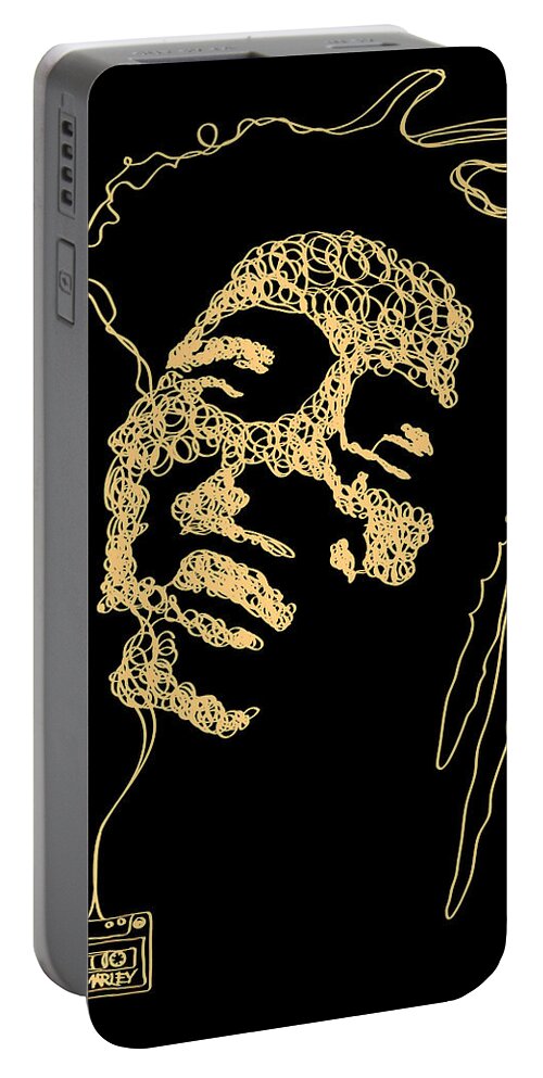 Art Portable Battery Charger featuring the painting Bob - one line drawing portrait by Vart. by Vart