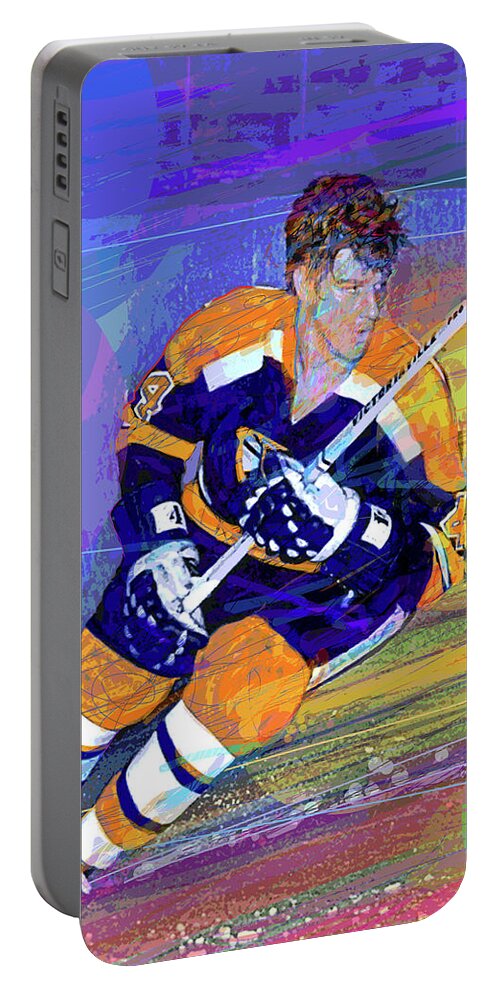 Bobby Orr Portable Battery Charger featuring the painting Bobby Orr Boston Bruins by David Lloyd Glover
