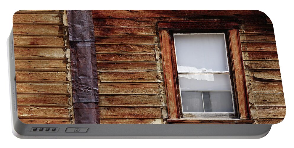 Bodie State Historic Park Portable Battery Charger featuring the photograph Bodie Window With Shade by Brett Harvey
