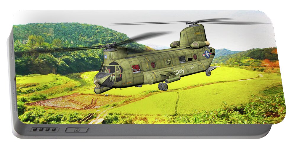 Boeing Ch-47 Chinook Portable Battery Charger featuring the digital art Boeing CH-47 Chinook - Art by Tommy Anderson