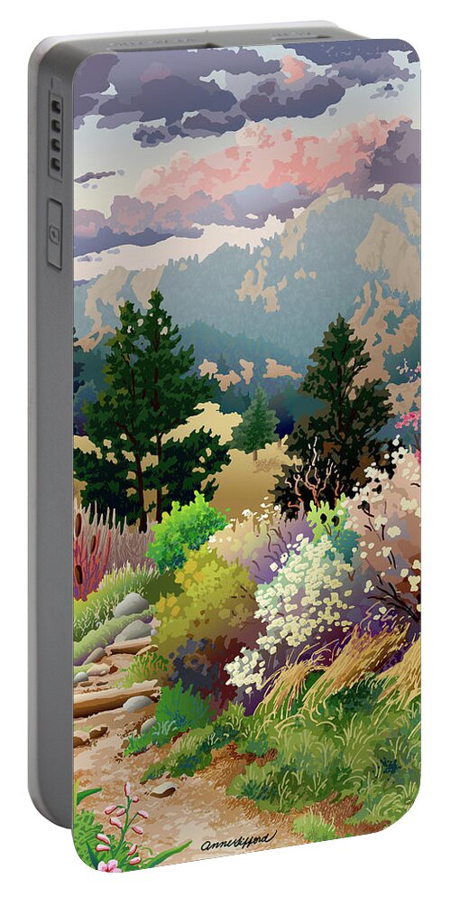 Serigraph Portable Battery Charger featuring the digital art Bolder Boulder 10K Poster 2007 by Anne Gifford