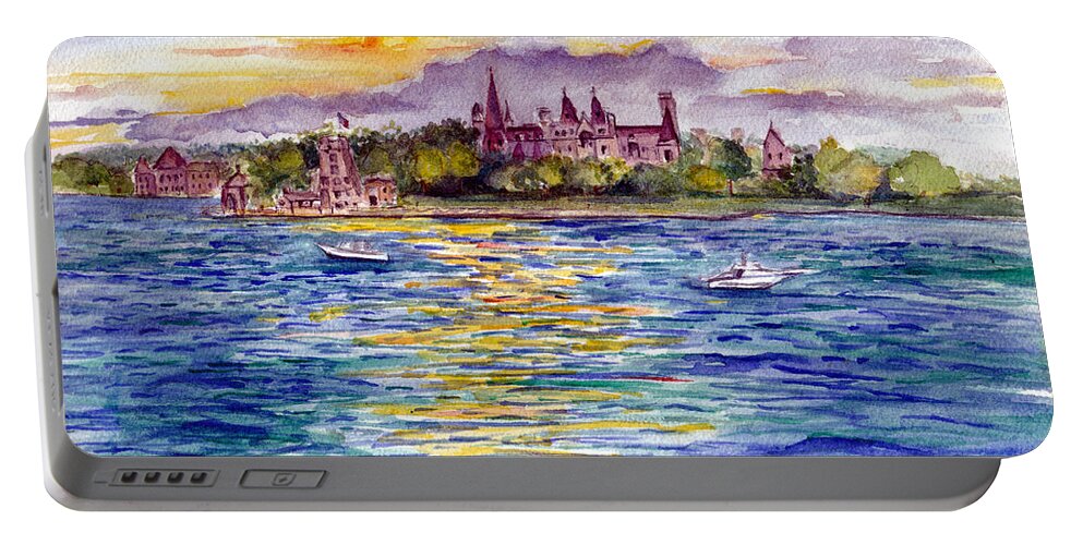 Boldt Castle Portable Battery Charger featuring the painting Boldt Castle -Thousand Islands by Clara Sue Beym