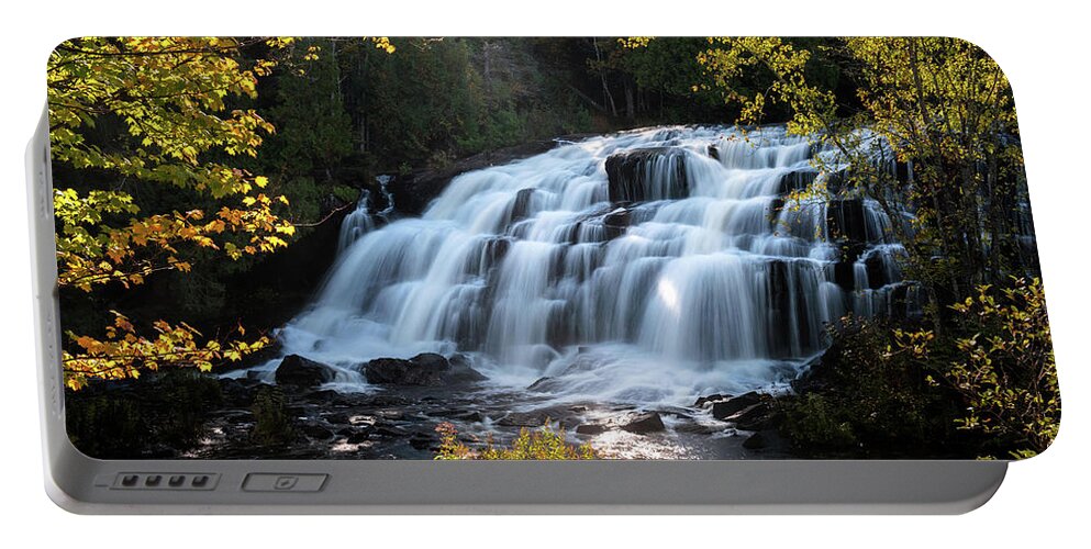 Bond Falls Portable Battery Charger featuring the photograph Bond Falls by Linda Shannon Morgan