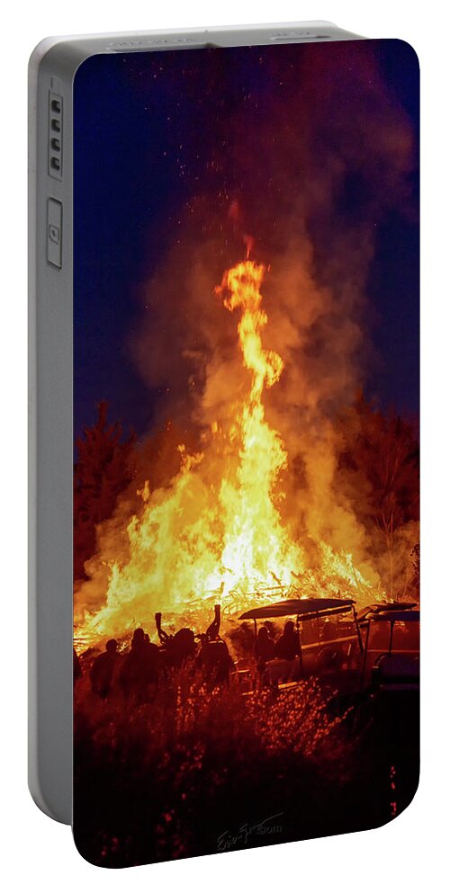Texas Portable Battery Charger featuring the photograph Bonfire Nights by Erich Grant