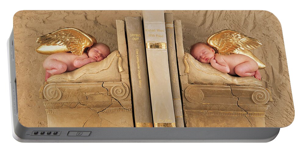 Angel Portable Battery Charger featuring the photograph Bookend Angels by Anne Geddes