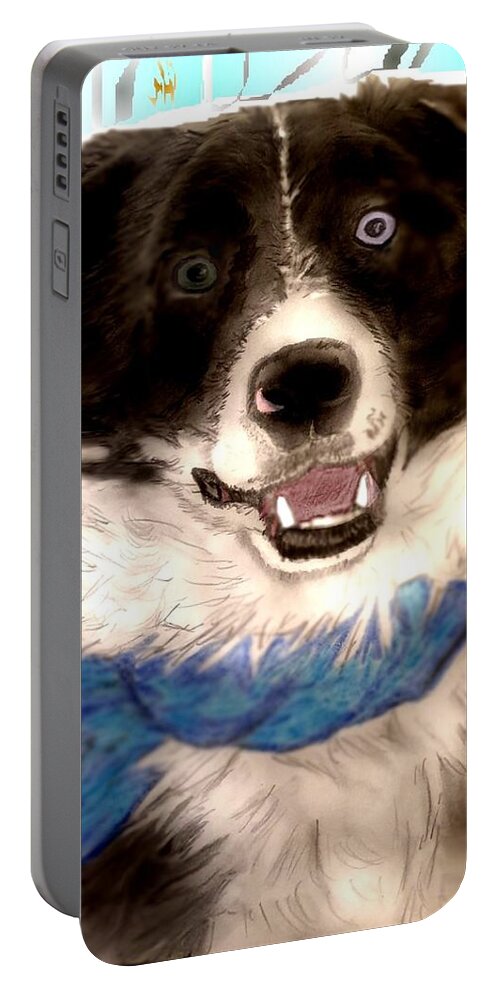 Border Collie Portable Battery Charger featuring the mixed media Sweet Border Collie by Pamela Calhoun