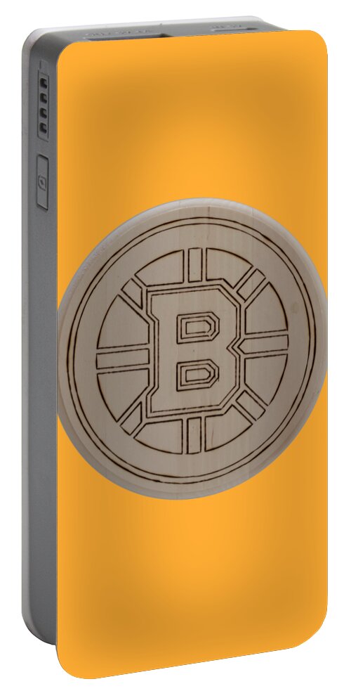 Pyrography Portable Battery Charger featuring the pyrography Boston Bruins est 1924 - Original Six by Sean Connolly