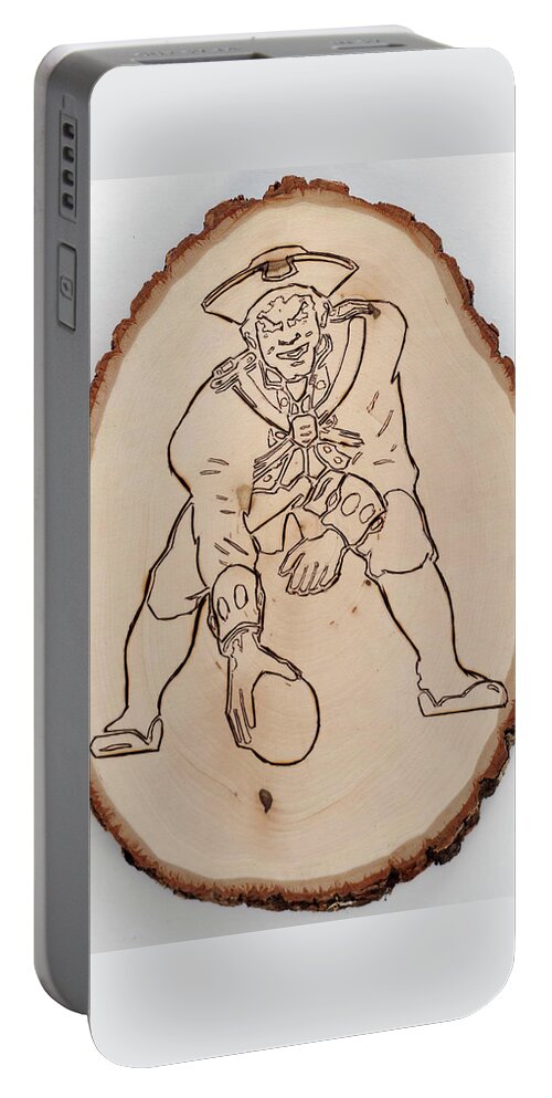 Pyrography Portable Battery Charger featuring the pyrography Boston Patriots est 1960 by Sean Connolly