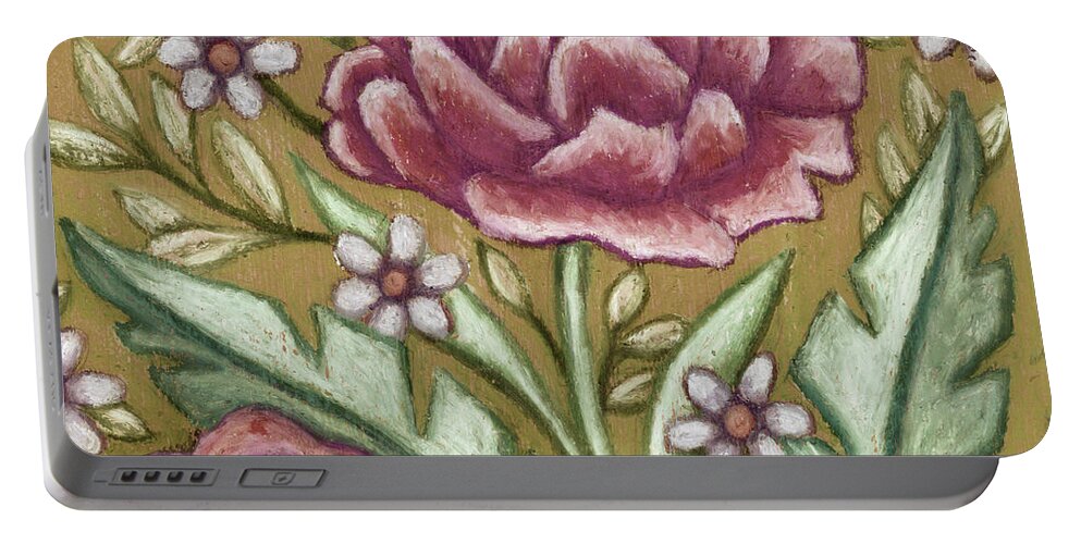 Zinnia Portable Battery Charger featuring the painting Botanical Therapy. Wildflora by Amy E Fraser