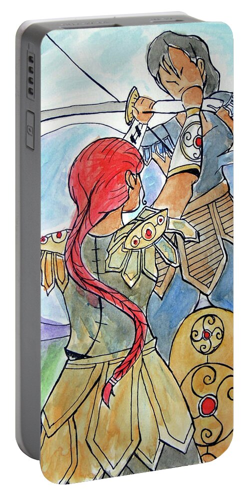 Boudicca Portable Battery Charger featuring the painting Boudicca by Loretta Nash