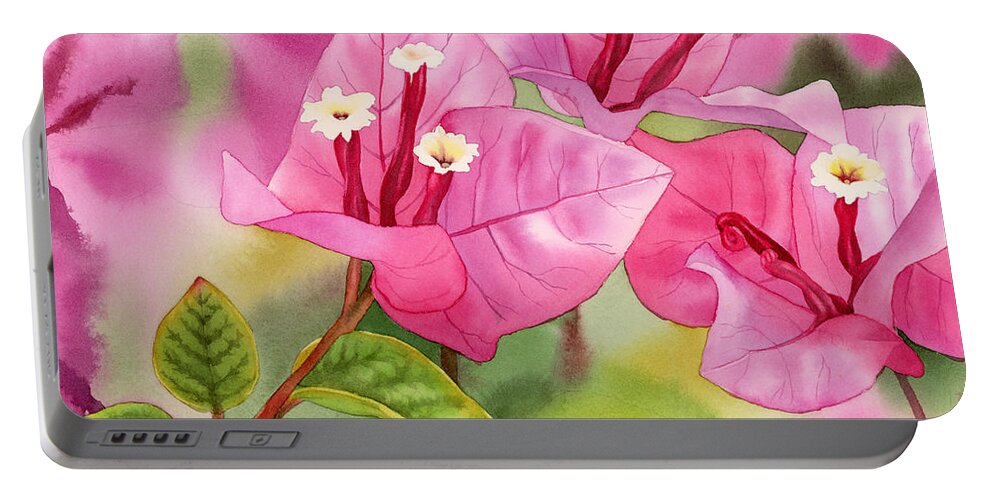 Bougainvillea Portable Battery Charger featuring the painting Bougainvillea by Espero Art