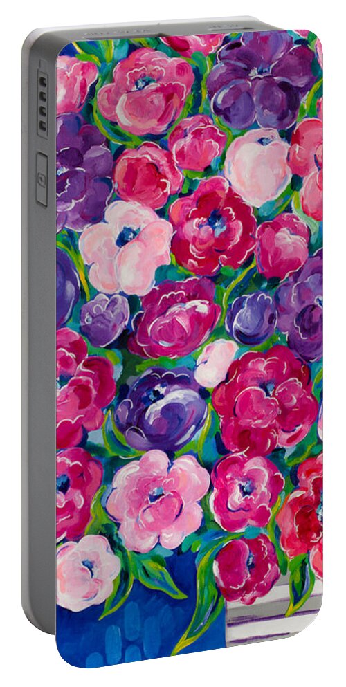 Flower Bouquet Portable Battery Charger featuring the painting Bountiful by Beth Ann Scott