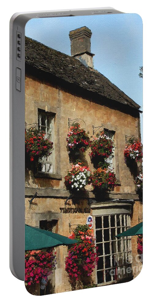 Bourton-on-the-water Portable Battery Charger featuring the photograph Bourton Pub by Brian Watt