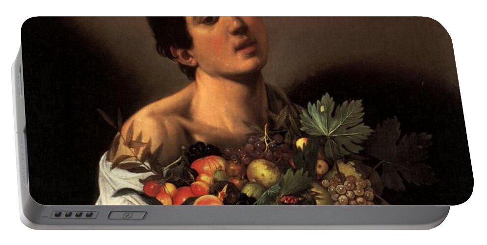 Boy Portable Battery Charger featuring the painting Boy with a Basket of Fruit by Michelangelo Caravaggio