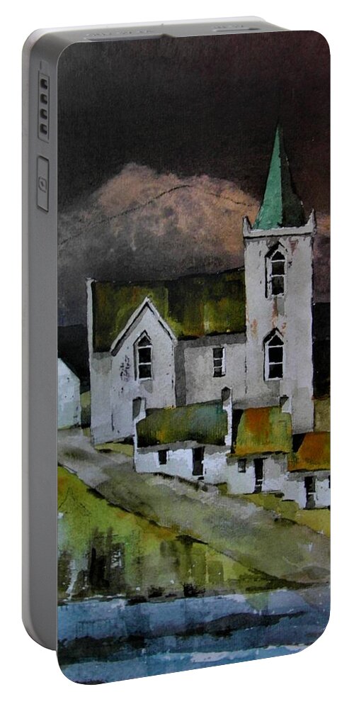 Portable Battery Charger featuring the painting Bray 1200ad by Val Byrne