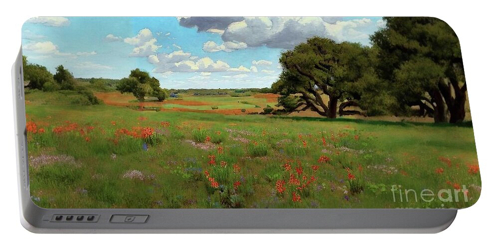 Landscape Portable Battery Charger featuring the digital art Brazos River Valley by Stacey Mayer