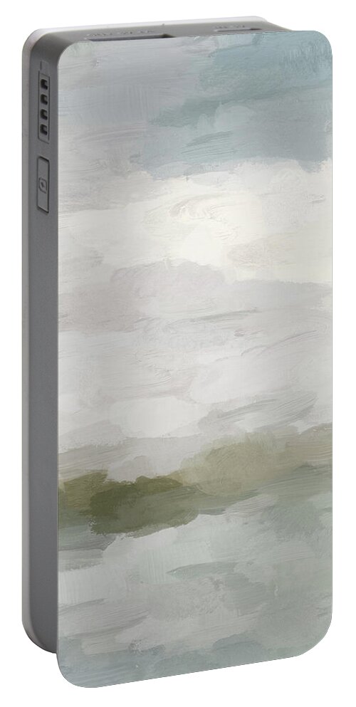 Light Teal Portable Battery Charger featuring the painting Break in the Weather I by Rachel Elise