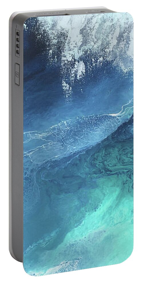 Breaking Portable Battery Charger featuring the mixed media Breaking Wave by Linda Bailey