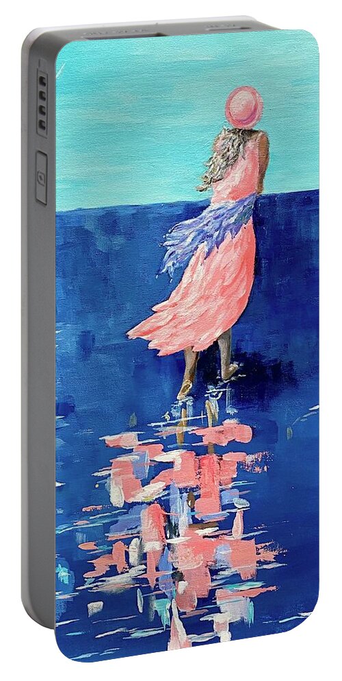 Art Portable Battery Charger featuring the painting Breezy Sojourn by Deborah Smith