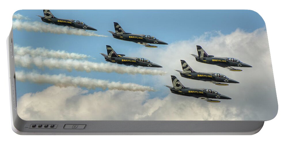 Airplane Portable Battery Charger featuring the photograph Breitling Jets by Carolyn Hutchins