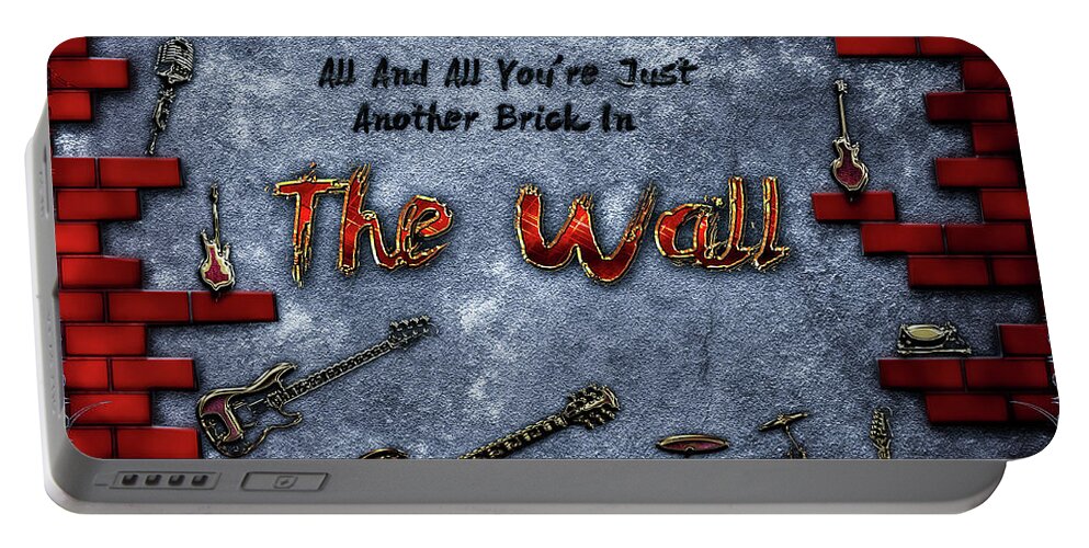 Brick In The Wall Portable Battery Charger featuring the digital art The Wall by Michael Damiani