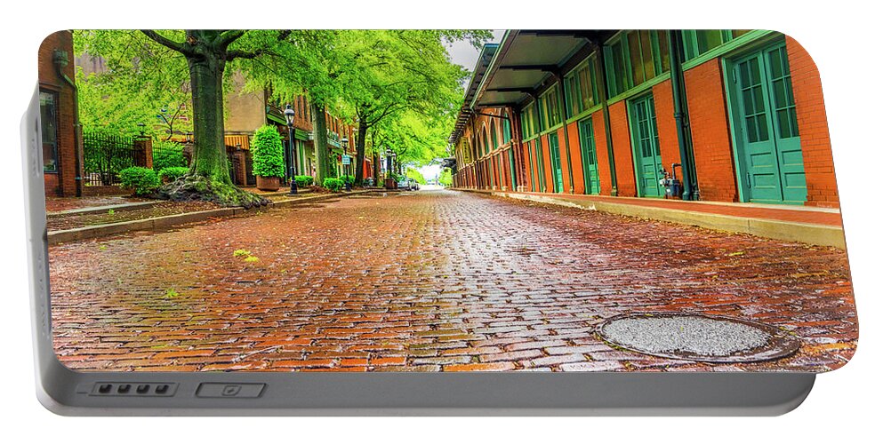 Brickm Wet Portable Battery Charger featuring the photograph Brick Road in Paducah Kentucky by James C Richardson