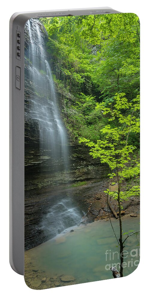 Bridal Portable Battery Charger featuring the photograph Bridal Veil Falls in Ozark Mountains by Ranjay Mitra