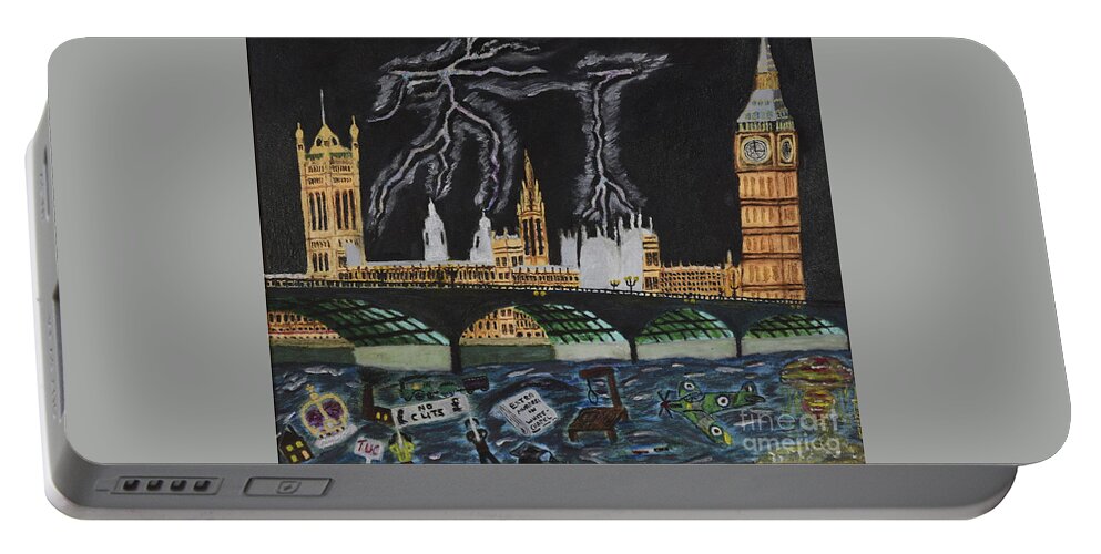 London Portable Battery Charger featuring the painting Bridge over Troubled waters by David Westwood