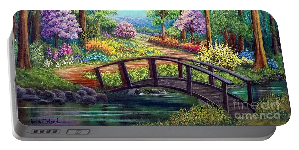 Bridge Portable Battery Charger featuring the painting Bridge to Spring by Sarah Irland