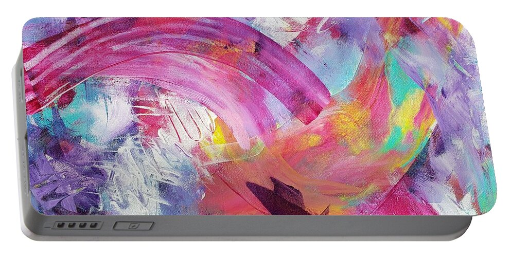 Abstract Portable Battery Charger featuring the painting Brighter Tomorrow by Lisa Debaets