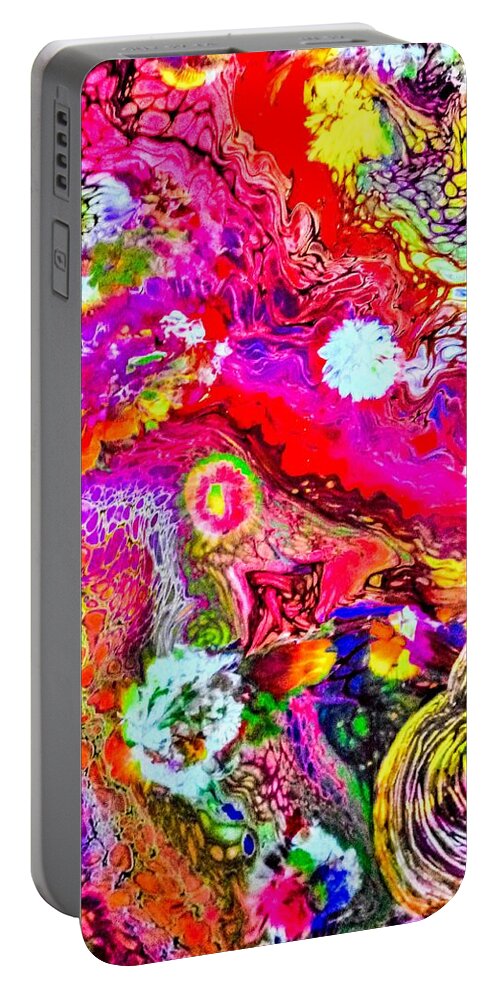 Flowers Bright Colors Portable Battery Charger featuring the painting Brightest Petals by Anna Adams