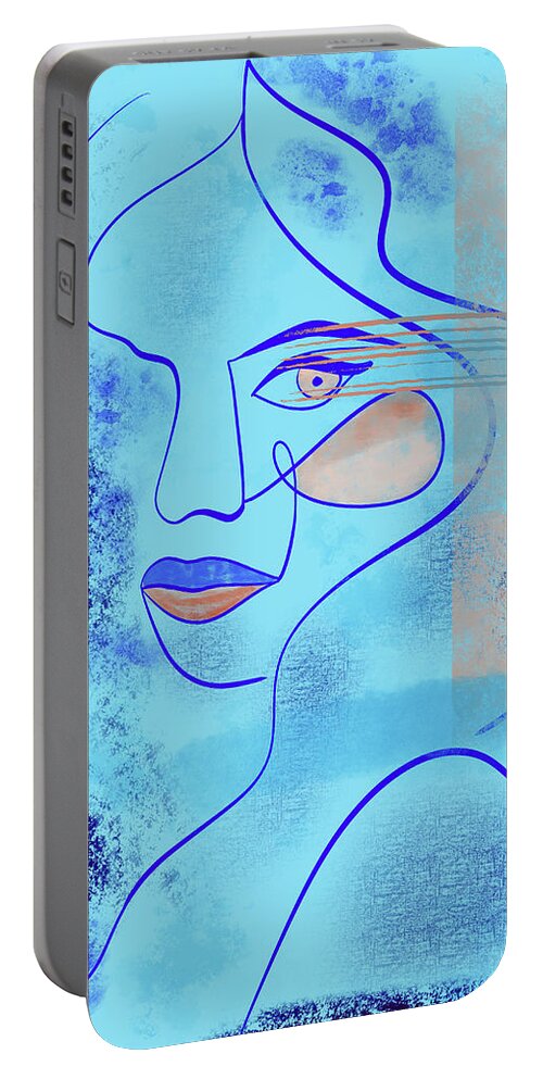 Brigitte Portable Battery Charger featuring the drawing Brigite Bardo minimalist portrait c1 by Movie World Posters