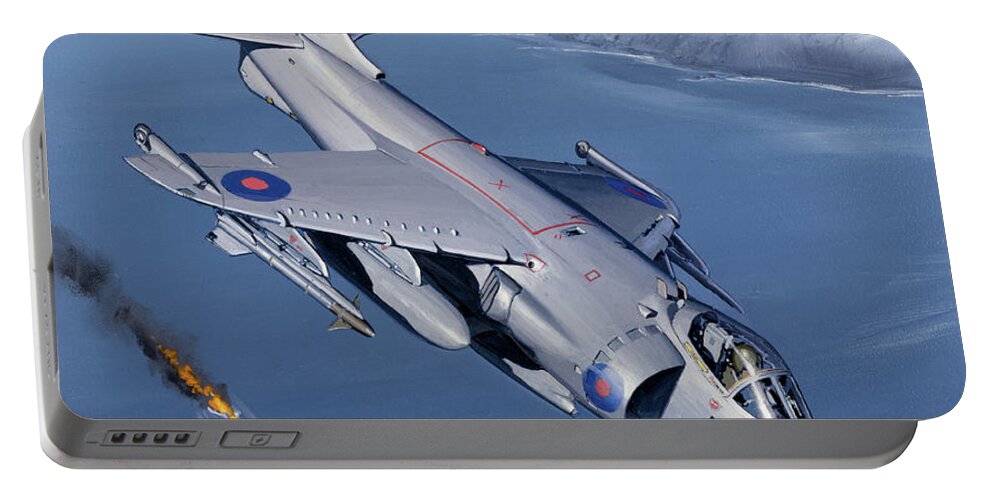 Aviation Portable Battery Charger featuring the painting British Aerospace Sea Harrier by Jack Fellows
