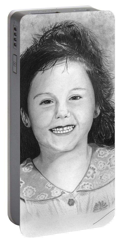 Portrait Sketch Portable Battery Charger featuring the drawing Brittany by Peter Piatt