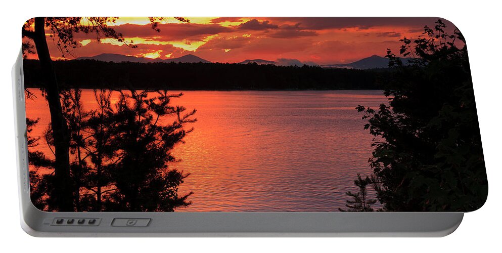 Nature Portable Battery Charger featuring the photograph Broad Bay Sunset - Ossipee Lake, New Hampshire by John Rowe