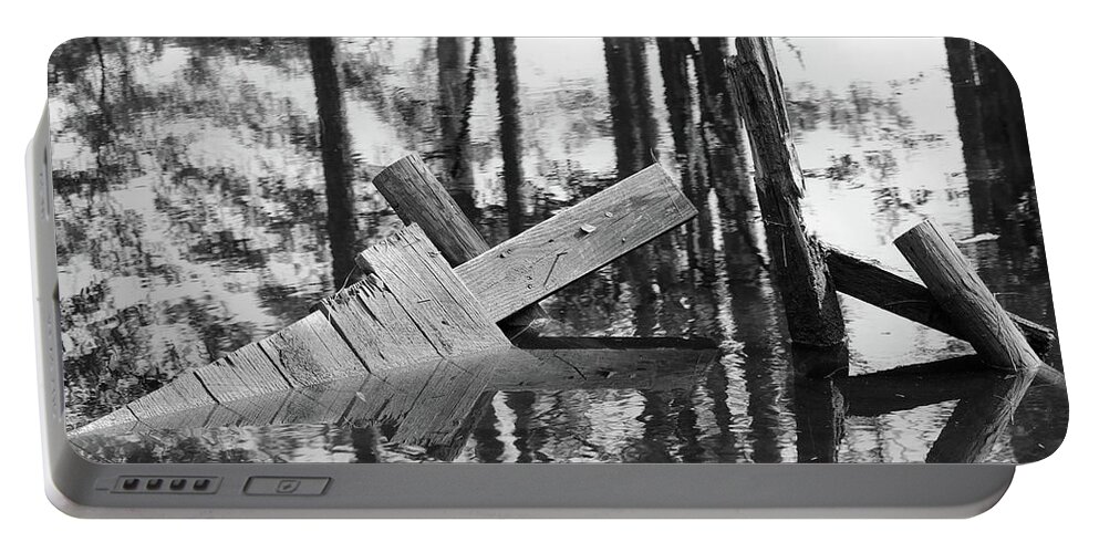 Bayou Portable Battery Charger featuring the photograph Broken in the Bayou by Mary Anne Delgado