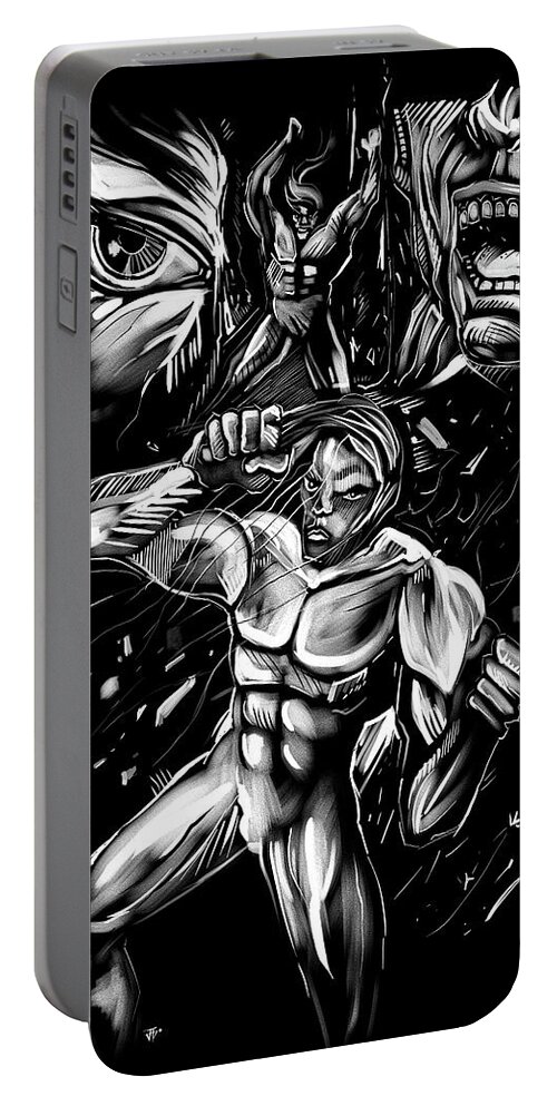 Broken Ink Portable Battery Charger featuring the painting Dead Immortal by John Gholson