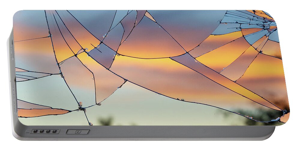 Broken Mirror Portable Battery Charger featuring the photograph Broken Sunset by Steve Templeton