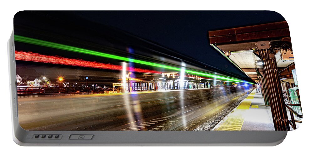 Bronxville Portable Battery Charger featuring the photograph Bronxville Train Station at Night-2 by Kevin Suttlehan