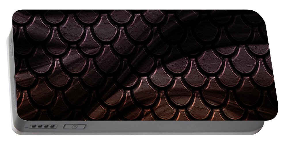 Metal Portable Battery Charger featuring the digital art Bronze Geometric by Bonnie Bruno