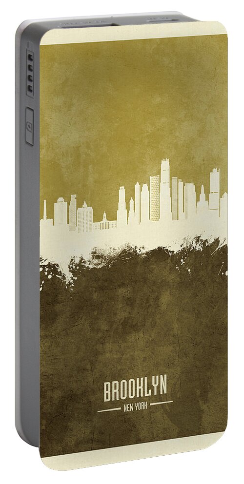 Brooklyn Portable Battery Charger featuring the digital art Brooklyn New York Skyline #83 by Michael Tompsett