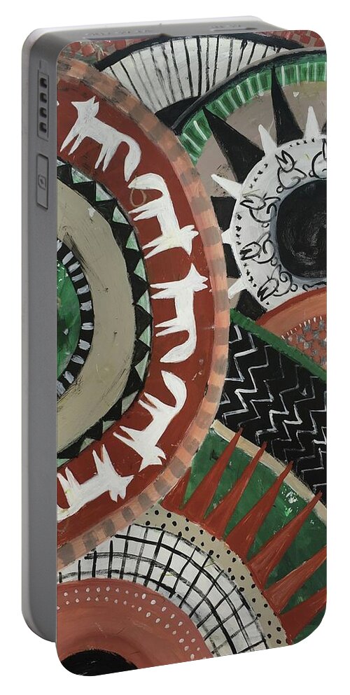 Foxes Portable Battery Charger featuring the painting Brother Fox by Cyndie Katz