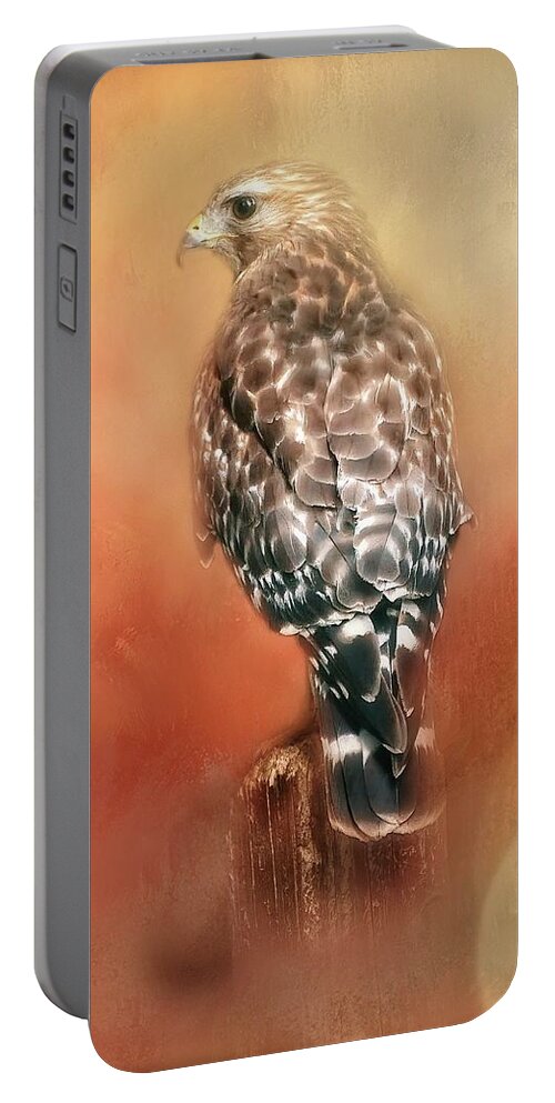 Wildlife Portable Battery Charger featuring the photograph Brown Shouldered Hawk by Marjorie Whitley