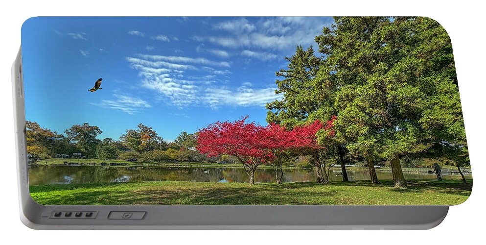Autumn Portable Battery Charger featuring the digital art Bruce Park in Autumn by Cordia Murphy