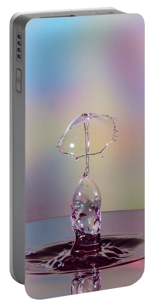 Abstract Portable Battery Charger featuring the photograph Bubble and Crash by Sue Leonard